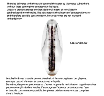 Carafe de taille XL, modèle 'Universe' de chez Nature's design, avec gravure de la fleur de vie en Platine. Contenance de 5 litres. Verre sans plomb, conçu suivant le nombre d'or ! Vendu avec ou sans support en bois !