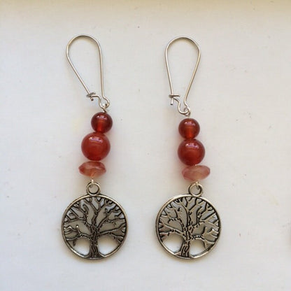 Boucles d'oreilles, collection 'Arbre de vie', concept 'Zen Curiosity', qualité AA à AAA. Finition Argent, laiton ton Argent ou doré + options pour choix de montures !