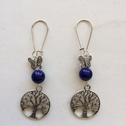 Boucles d'oreilles, collection 'Arbre de vie', concept 'Zen Curiosity', qualité AA à AAA. Finition Argent, laiton ton Argent ou doré + options pour choix de montures !