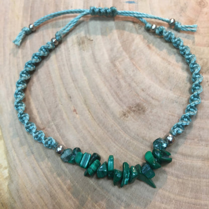 🧵 Bracelet fait main en coton tressé et pierre naturelle – Création unique Créatipik