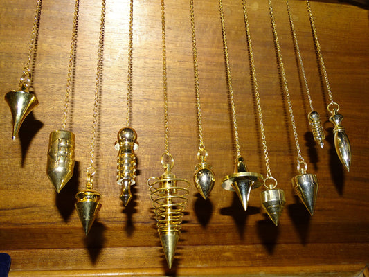 Pendules professionnels au choix, 'Plaqué Or'. Pour thérapies naturelles – Radiesthésie, homéopathie, aromathérapie et énergie