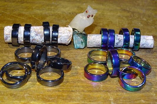 Bague en hématite ou arc-en-ciel, qualité supérieure, tailles 50-70, vendue seule ou par 2 – un bijou raffiné et symbolique !
