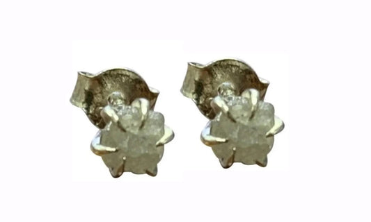 Puces/ Clous/ Boucles d'oreilles en 'Diamant' brut, qualité A à AA. Finition Argent 0.925, parfait !