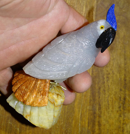 Statuette de Perroquet 'Cacatoes' Fait Main – Pièce Artisanale aux Très Belles Finitions, Objet Décoratif Unique et Élégant - 10 x 5 x 3,5 cm - 130 g