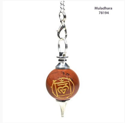 A selection of pendulums with engraved 'chakras', for dowsing, for professionals or beginners. A choice of models, perfect!