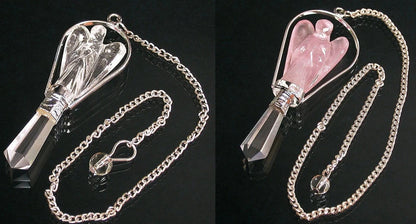 A selection of crystal/quartz or amethyst 'Angel' pendulums for dowsing, for professionals and beginners. A choice of models, perfect!