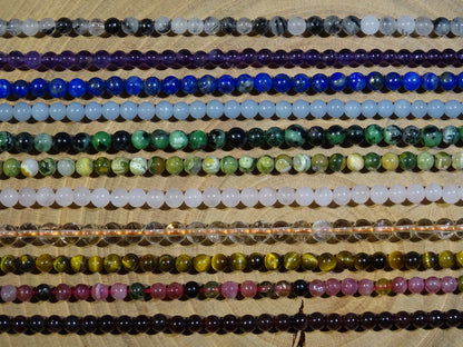 Collier 50 cm transformable en bracelet 3 rangs, au choix en perles 4-6-8 mm, concept fait main par Z° C°, fil élastique haute résistance !