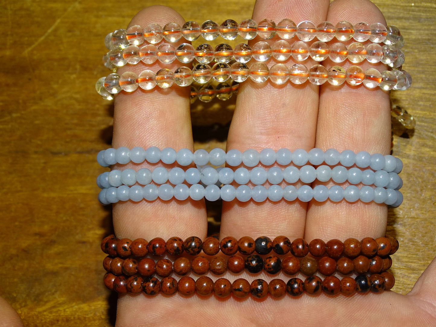 Collier 50 cm transformable en bracelet 3 rangs, au choix en perles 4-6-8 mm, concept fait main par Z° C°, fil élastique haute résistance !