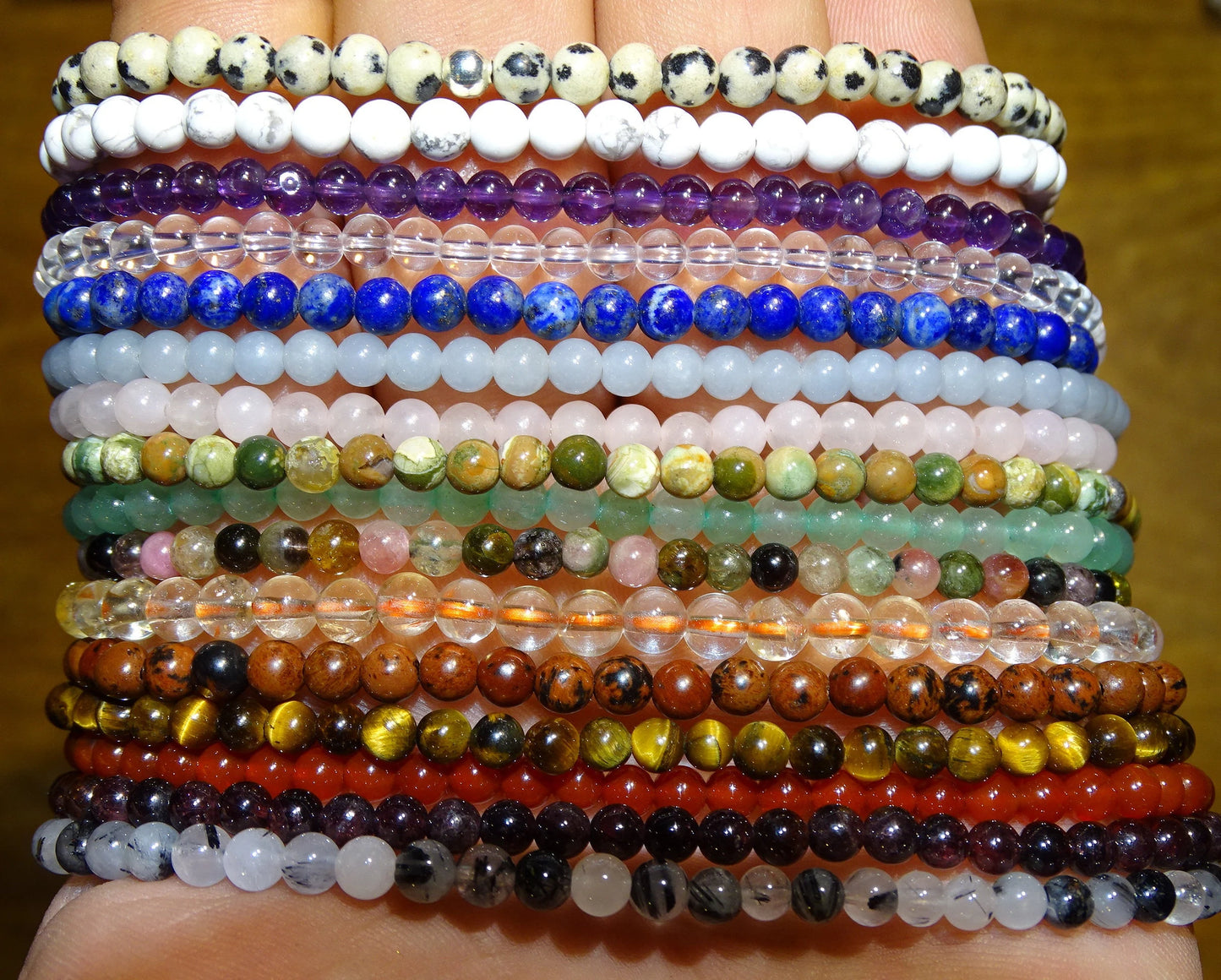Collier 50 cm transformable en bracelet 3 rangs, au choix en perles 4-6-8 mm, concept fait main par Z° C°, fil élastique haute résistance !
