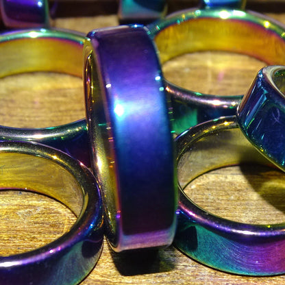 Bague en hématite ou arc-en-ciel, qualité supérieure, tailles 50-70, vendue seule ou par 2 – un bijou raffiné et symbolique !