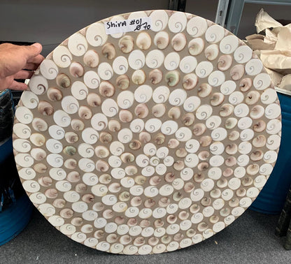 Table Ronde en coqullage (Œil de Sainte-Lucie), 70 x 3 cm. Parfait pour fabriquer la table de vos rêves ou en décoration, exposition...
