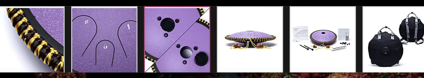 Handpan/ / Tongue drum à 14 languettes/ 14 notes, 36 cm, fait en acier. 2 couleurs au choix : violet ou noir !