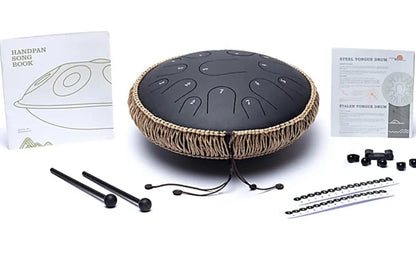 Handpan/ Tongue drum à   15 notes en Fcis/ Fa# mineur gamme éolienne , 36 cm, fabriqué en acier de haute qualité !