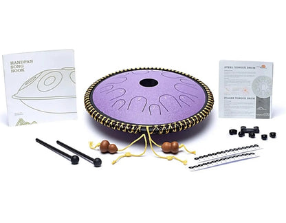 Handpan/ / Tongue drum à 14 languettes/ 14 notes, 36 cm, fait en acier. 2 couleurs au choix : violet ou noir !