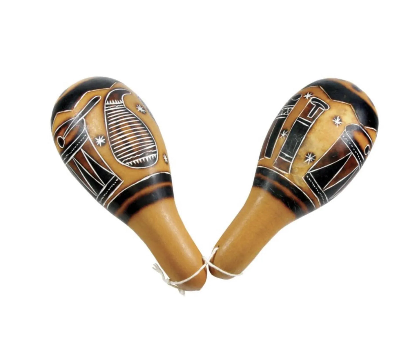 Sélection de divers modèles au choix de maracas, hochet ou shaker, fait en bois, potiron et osier...