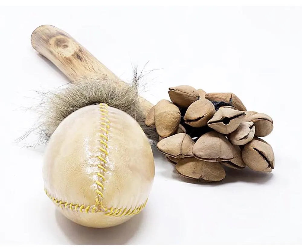 Sélection de hochets/ Maracas de 25 à 40cm, en bois et peau de chèvre avec graines  ou cymbales. Parfait pour rituels, collection, concerts !.jpg.webp