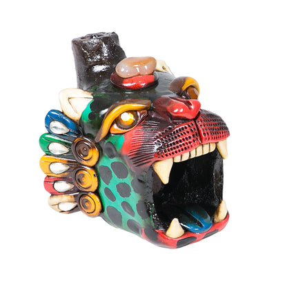Sifflet Mystique du Mexique en forme de tête de Jaguar en Terre Cuite - Taille L - Fait Main – Son puissant semblable au cri du jaguar – Artisanat Traditionnel
