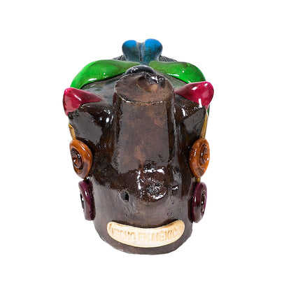 Sifflet Mystique du Mexique en forme de tête de Jaguar en Terre Cuite - Taille L - Fait Main – Son puissant semblable au cri du jaguar – Artisanat Traditionnel