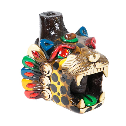 Sifflet Mystique du Mexique en forme de tête de Jaguar en Terre Cuite - Taille S - Fait Main – Son puissant semblable  au cri du jaguar – Artisanat Traditionnel