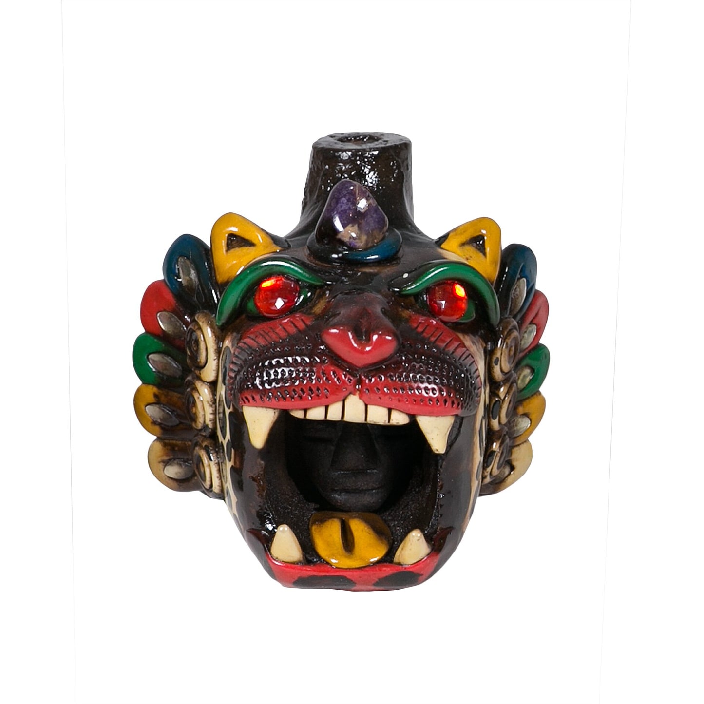 Sifflet Mystique du Mexique en forme de tête de Jaguar en Terre Cuite - Taille S - Fait Main – Son puissant semblable  au cri du jaguar – Artisanat Traditionnel