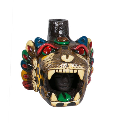 Sifflet Mystique du Mexique en forme de tête de Jaguar en Terre Cuite - Taille S - Fait Main – Son puissant semblable  au cri du jaguar – Artisanat Traditionnel
