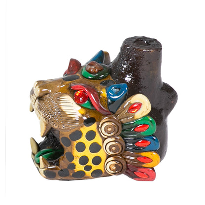 Sifflet Mystique du Mexique en forme de tête de Jaguar en Terre Cuite - Taille S - Fait Main – Son puissant semblable  au cri du jaguar – Artisanat Traditionnel