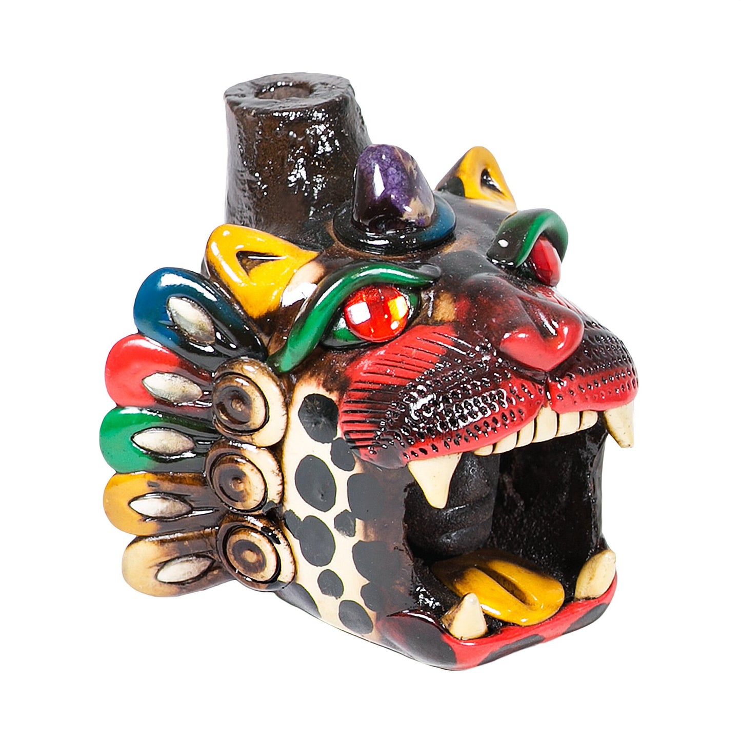Sifflet Mystique du Mexique en forme de tête de Jaguar en Terre Cuite - Taille S - Fait Main – Son puissant semblable  au cri du jaguar – Artisanat Traditionnel