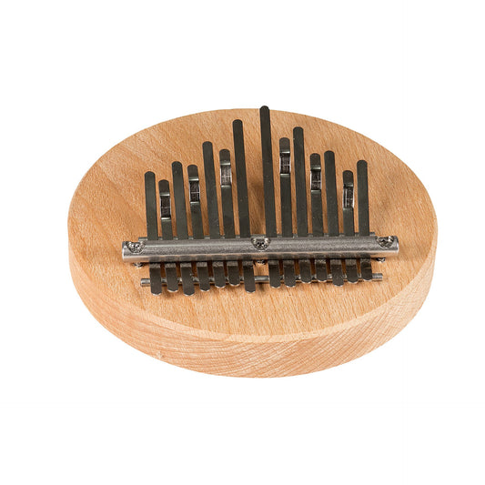 Kalimba 14 notes de chez 'Hands on Drum', avec ou sans aimant intégré (pour fixation sur un cajon ou un tambour). •Ø 14 centimètres - 14 × 14 × 5 cm