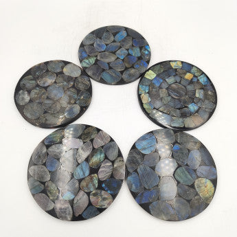 Disques/ Plateaux en labradorite de 10/ 11 cm - 170 grammes. Parfait pour recharger les minéraux, en décoration, exposition...