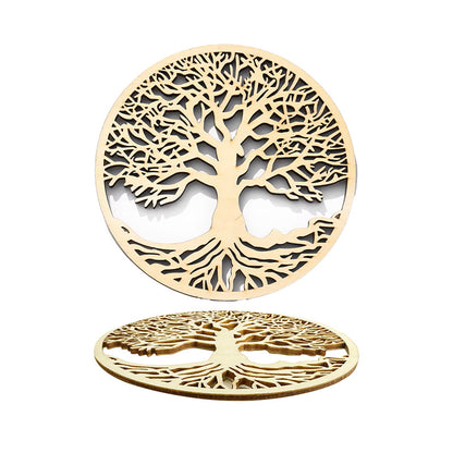 Plaque bois, 10 cm, au choix : Fleur ou Arbre de Vie. Recharge énergétique et décoration spirituelle !