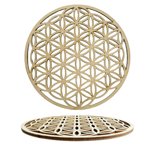 Plaque bois, 10 cm, au choix : Fleur ou Arbre de Vie. Recharge énergétique et décoration spirituelle !