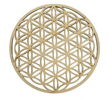Plaque bois, 10 cm, au choix : Fleur ou Arbre de Vie. Recharge énergétique et décoration spirituelle !