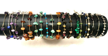 Collection de bracelets 'Argent & Pierre' - Perles et tubes torsadés en Argent, 18 cm de long. Fait main par Zen Curiosity !