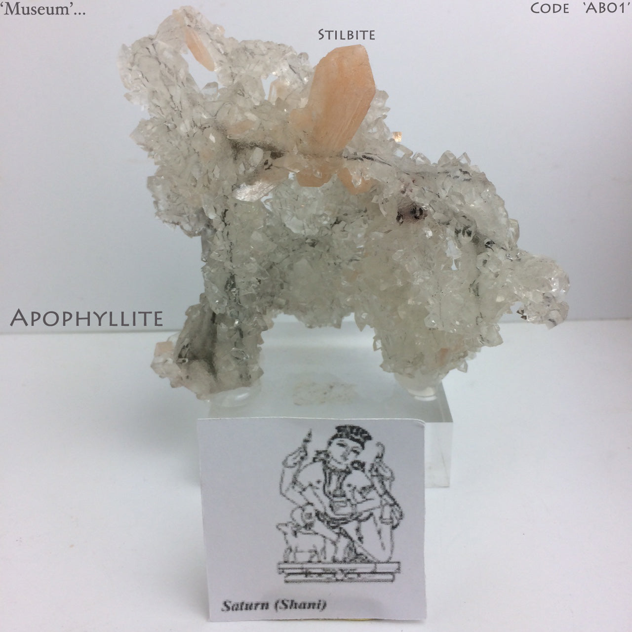 Apophyllite avec Stilbite sur socle – Superbe spécimen naturel, pièce de collection - 📽️ Vidéo disponible