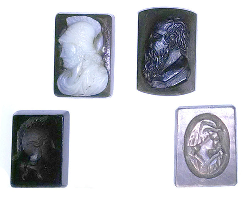 Camée/ Caméo, 5 pièces au choix en pierre d'Onyx de 14mm x 10 x0,3. Ancien et authentique, de véritables oeuvres d'art, gravure d'une précision ultime. Parfait en collection, exposition, bijouterie...