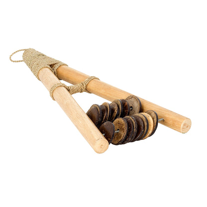 Rakatak double avec disques de noix de coco - Produit un son puissant rappelant celui des castagnettes. 28 x 14 x 4 cm