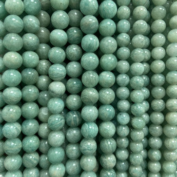 Amazonite du Mozambique, perles rondes de 4, 6 ou 8 mm. Vendu en fil de perle 38/39 cm, en bracelet de 17 à 21cm, en collier de 45 ou sautoir de 60cm. Qualité AA à AAA, superbes perles !