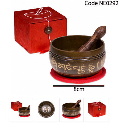 Bol chantant avec gravures – 8 ou 10 cm (180-300 g) – Coffret complet de voyage, parfait !