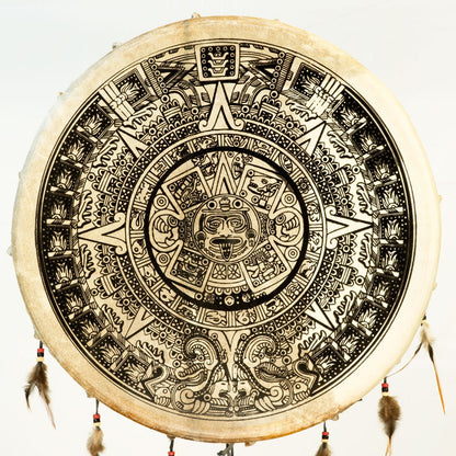 Tambour chamanique avec motif "Maya" –  Modèles Ø 50 et 60 cm – Vendu avec maillet !