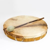 Tambour chamanique en peau de chèvre tannée – Finitions traditionnelles – Ø 30, 40, 50 ou 60 cm – Fourni avec maillet !