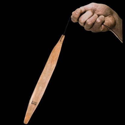 Bullroarer/Australian Rhombe, made by Aborigines - Handcrafted wood - 45 x 5 cm - Powerful sound audible up to 50 km in the bush!