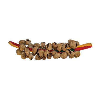 Hochets en grappes de coquilles de noix de juju (70 à 80), cousu sur un bracelet avec deux boucles - 4 graines au choix