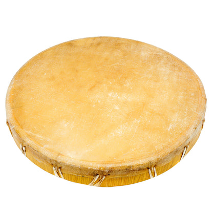 Tambour chamanique en peau de vache tannée – Finitions traditionnelles – Ø 50 cm – Fourni avec maillet !