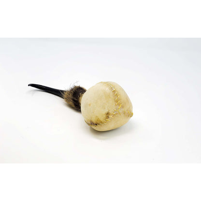 Hochet avec manche en corne de Chamois et peau de chèvre - 2 sons au choix - 35/ 40cm