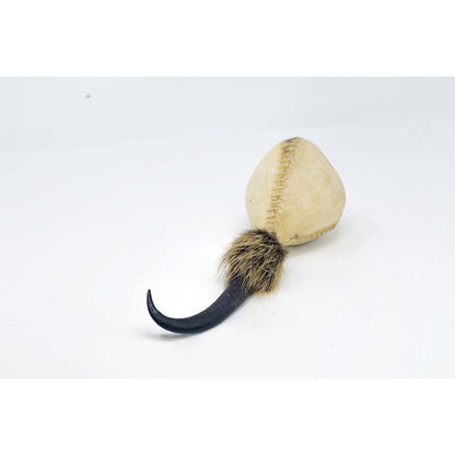 Hochet avec manche en corne de Chamois et peau de chèvre - 2 sons au choix - 35/ 40cm