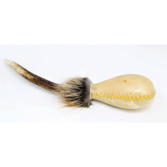 Hochet en bois de Cerf et peau de vachette - 3 tailles au choix - 2 sons au choix