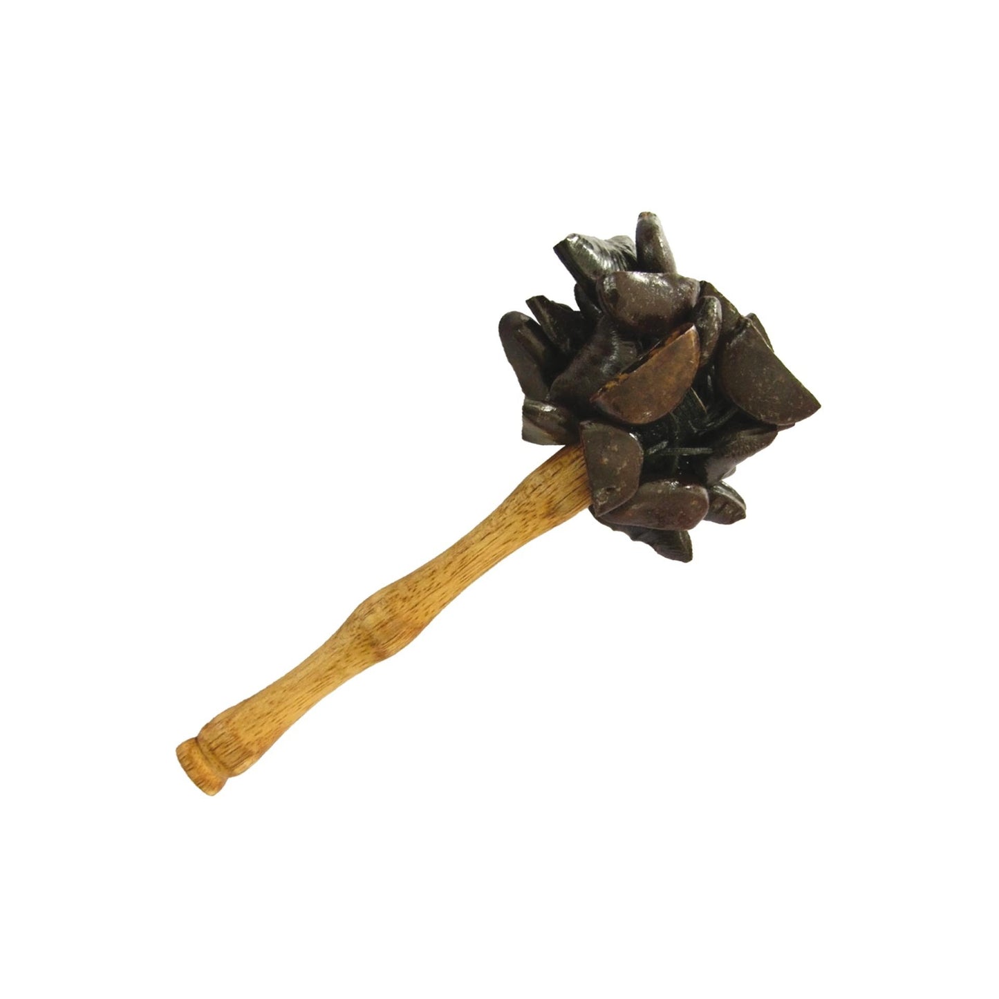 Hochets avec manche en bois et coquilles de graines, construction très robuste - 4 graines au choix