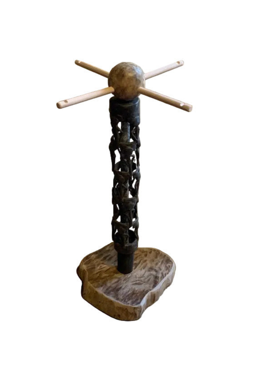 Création Zen Curiosity – Support bois & métal au style Africain - Pour tingsha, carillon (Koshi, Zaphir...). ± 47 cm × 25 × 25 cm