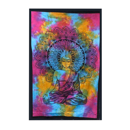Tenture avec motif du Boudha de la Paix - 210 x 120 cm - 380 gr. - Belle taille, pratique, léger, résistant et durable