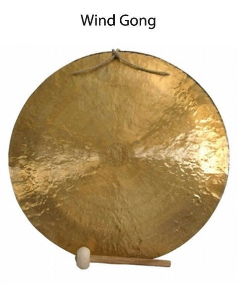 Sélection de Gong, 2 types au choix : 'Chao Gong' de Ø 30 à 90 cm et 'Wind Gong' de Ø 30 à 80 cm. Vendu avec maillet, parfait !